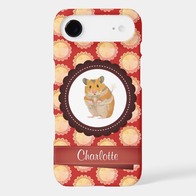 Coques Case-Mate iPhone Red Ajouter Votre Nom Hamster (Verso)