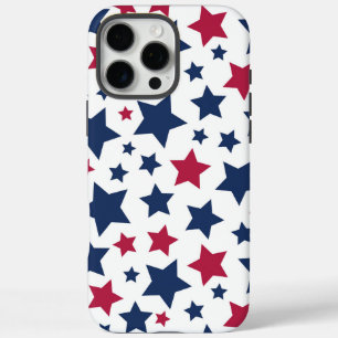 Coques iPhone 16 Pro Max Red and Blue Stars - motif de drapeau américain