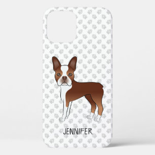 Case-Mate iPhone Case Red Boston Terrier Cartoon Dog & Custom Name