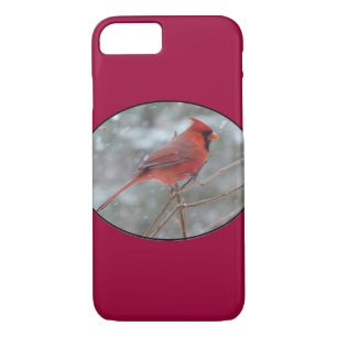 Coque iPhone 7 Red cardinal en hiver