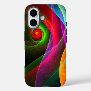 Coque Pour iPhone 16 Red Green Orange Modern Abstrait Art Motif #22