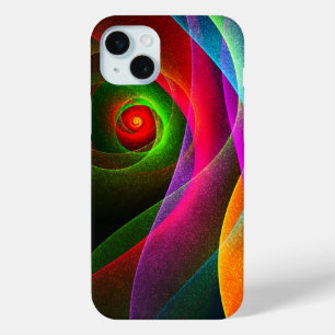 Coque iPhone 15 Mini Red Green Orange Modern Abstrait Art Motif #22