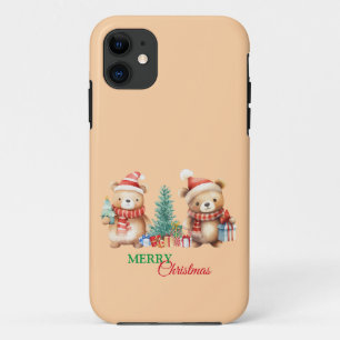 Case-Mate iPhone Case Red Green teddy Bear Père Noël Joyeux Noël Party