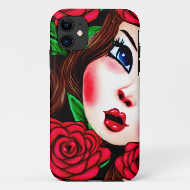 Coques Case-Mate iPhone Red Lips et Red Roses Motif (Dos)