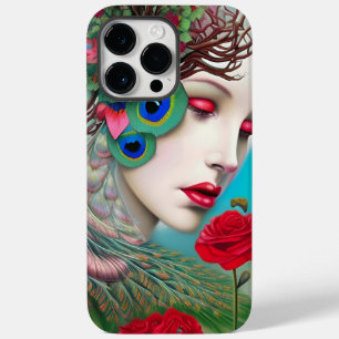 Coque Pour Pour iPhone 14 Pro Max Red Lips et Rose Peacock Abstrait