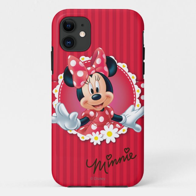 Coques Case-Mate iPhone Red Minnie | Cadre de fleurs (Dos)