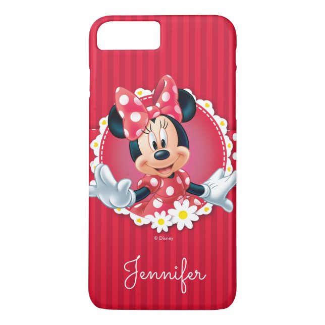Coques Case-Mate iPhone Red Minnie | Cadre de fleurs | Votre nom (Dos)