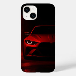 Coque Pour iPhone 14 Red Neon Power: Luxury Sports Car in Glowing Fog