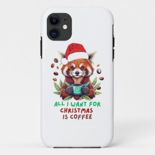 Case-Mate iPhone Case Red Panda Tout ce que je veux pour Noël est Café