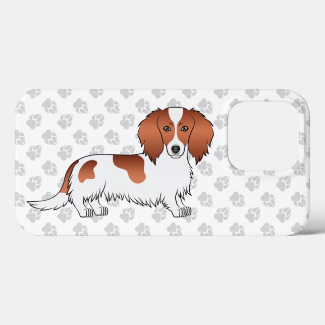 Coques Case-Mate iPhone Red Piebald Long Cheveux Dachshund Dessin Chien &  (Verso (horizontal))