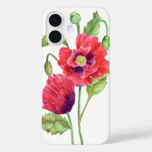 Coques iPhone 16 Red Poppies Floral Art