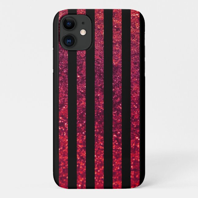 Coques Case-Mate iPhone Red Stripes, Parties scintillant Stripes, Motif ra (Dos)
