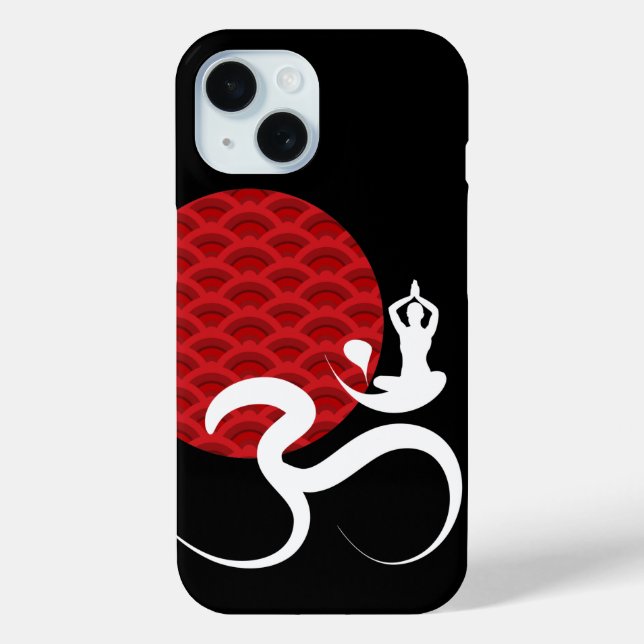 Coques Case-Mate iPhone Red Sun Yoga Spirituel Indien Méditez Om Aum Logo (Verso)