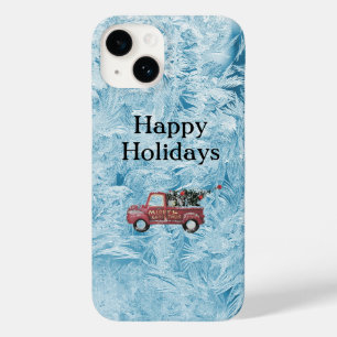 Coque Pour iPhone 14 red vintage truck on blue snowflawgrock