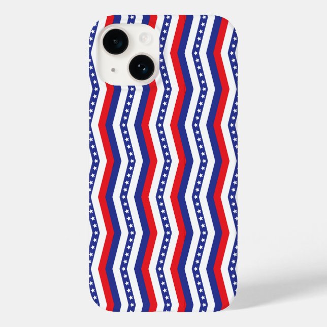 Coques Case-Mate iPhone Red White and Blue Stars and Stripes Chevron (Verso)