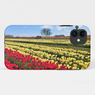 Case-Mate iPhone Case Red & Yellow Tulip Field with Hot Air Balloon