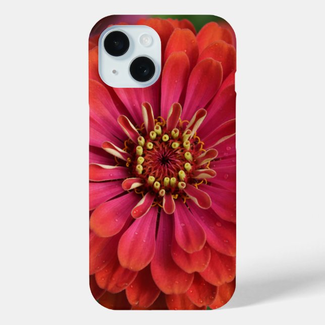 Coques Case-Mate iPhone Red zinnia - floral iPhone 15 Case (Verso)