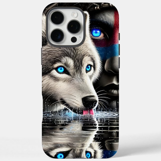 Coques Case-Mate iPhone Réflexion du guerrier et du loup natif (Verso)