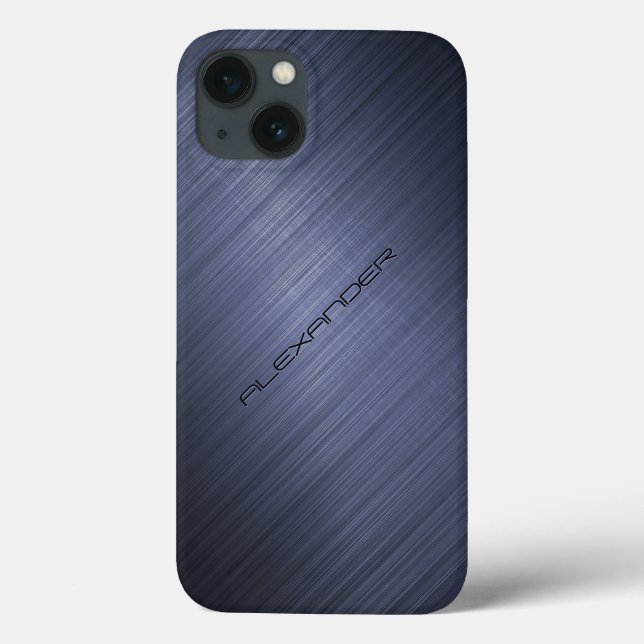 Coques Case-Mate iPhone Regard en aluminium balayé bleu-foncé 2-Monogram (Verso)