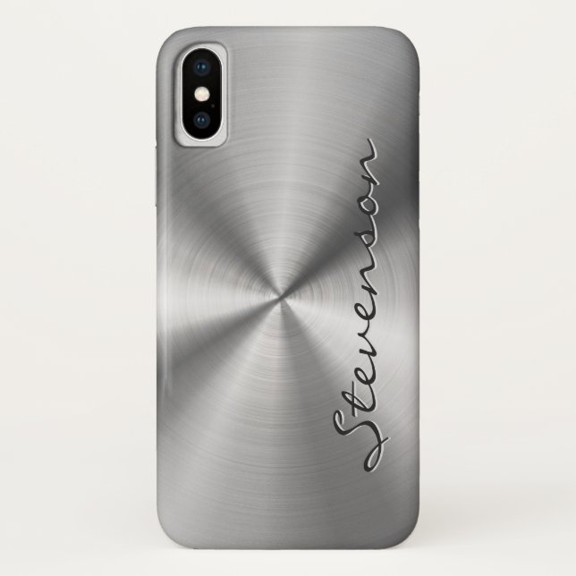 Coques Case-Mate iPhone Regard radial métallique personnalisé d'acier (Dos)