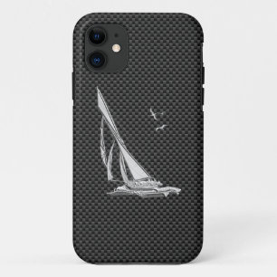 Coque Case-Mate Pour iPhone Régate argentée de voilier sur la fibre de carbo