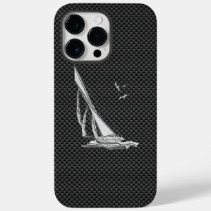 Coque Pour Pour iPhone 14 Pro Max Regatta Sailboat on Carbon Fiber Style