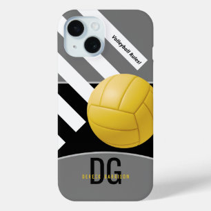 Coque Pour iPhone 15 Règles de volley-ball   Initiales