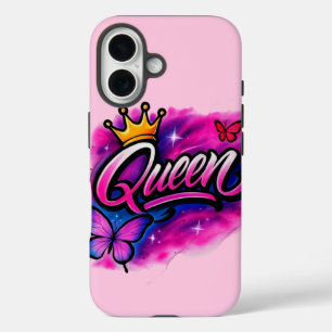 Coque Pour iPhone 16 Reine Aérographe Graffiti Couronne & Papillon