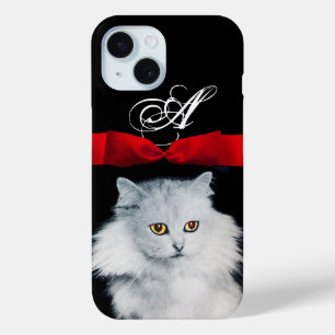 COQUE POUR iPhone 15 REINE DE CHAUSSURES BLANCHES AVEC MONOGRAMME ROUGE
