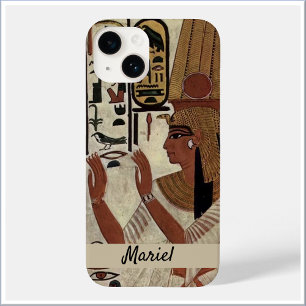 Coque Pour iPhone 14 Reine de l'Égypte antique en noir et beige
