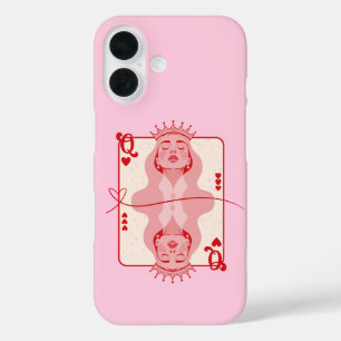 Coque Pour iPhone 16 Reine des Coeurs Art rouge et rose
