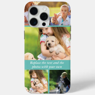 Coque iPhone 15 Pro Max Remplacez le texte et les photos par le vôtre