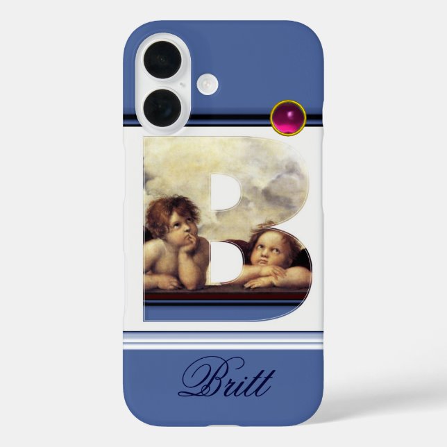 Coques Case-Mate iPhone RENAISSANCE ANGEL B LETTRE Aile Cherub Monogramme (Verso)