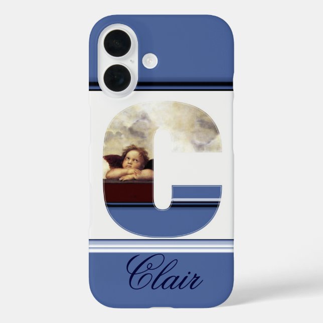 Coques Case-Mate iPhone RENAISSANCE ANGEL C LETTRE À ailes Cherub Monogram (Verso)