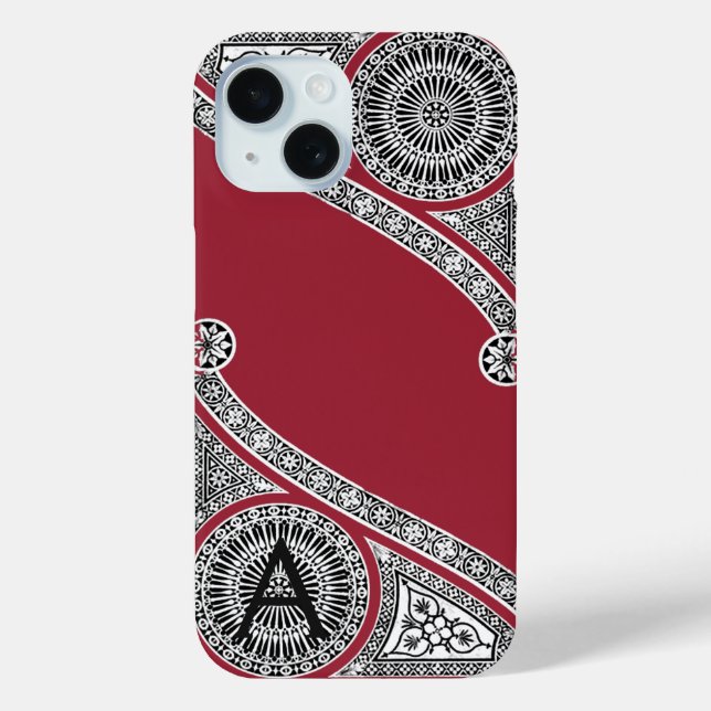 Coques Case-Mate iPhone RENAISSANCE ARCHITECTURE Marsala Monogramme rouge (Verso)