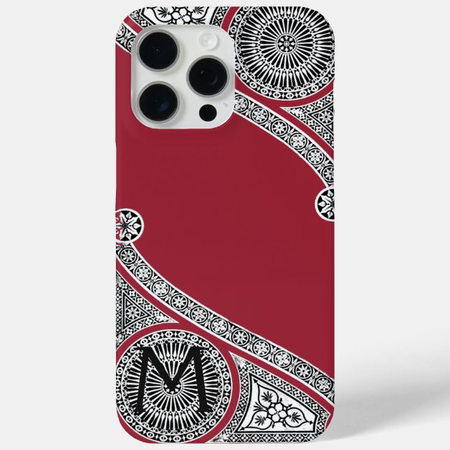Coques Case-Mate iPhone RENAISSANCE ARCHITECTURE Marsala Monogramme rouge (Verso)