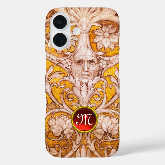 COQUES Case-Mate iPhone RENAISSANCE GROTESQUE FACE, MONOGRAPHE FLORAL OR (Verso)