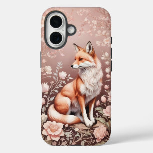 Coque Pour iPhone 16 Renard Avec Flore Rose Rêvé
