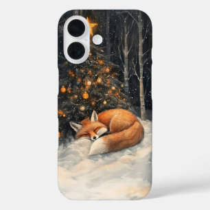 Coque Pour iPhone 16 Renard couché Whimsical Noël rustique