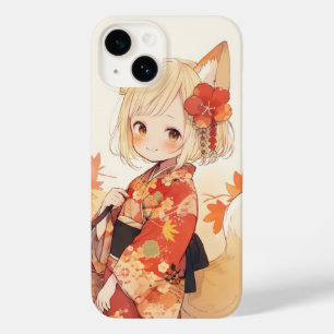 Coque Pour iPhone 14 Renard de Kawaii avec Kimono