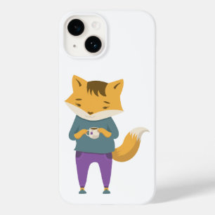 Coque Pour iPhone 14 Renard mignon avec tasse de thé