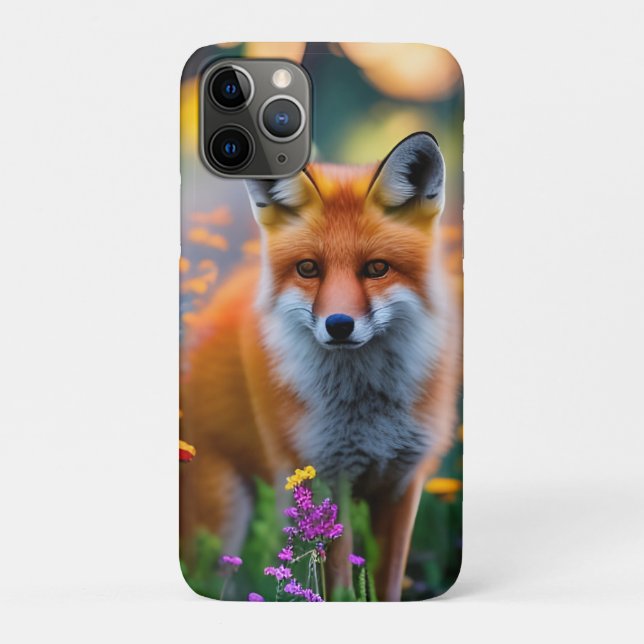 Coques Case-Mate iPhone Renard rouge dans le champ de Fleur sauvage (Dos)
