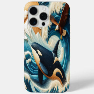Coque iPhone 15 Pro Max Rencontre majestueuse : Orca et Aigle