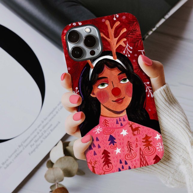 Coques Case-Mate iPhone Rennes festives de Noël de la femme (Créateur téléchargé)