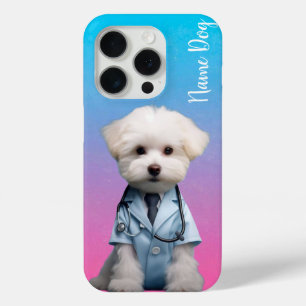 Coque iPhone 15 Pro Renommez votre chien Bichon Frise sur les boîtiers
