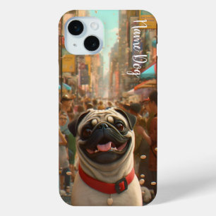 Coque iPhone 15 Mini Renommez votre chien de chien Carlin sur le boîtie