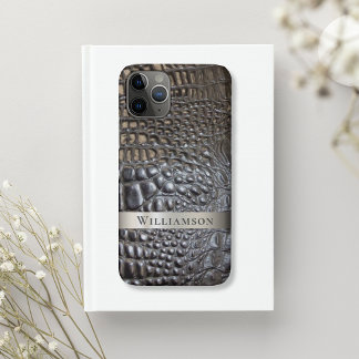 Case-Mate iPhone Case Reptile ivoire Brown en cuir numérique en titane m