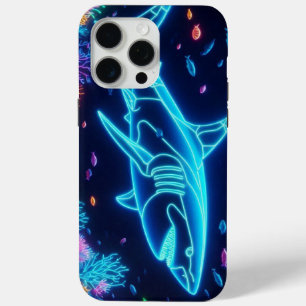 Coque iPhone 15 Pro Max Requin néon coloré