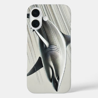 Coque Pour iPhone 16 Requin numérique dynamique en mouvement