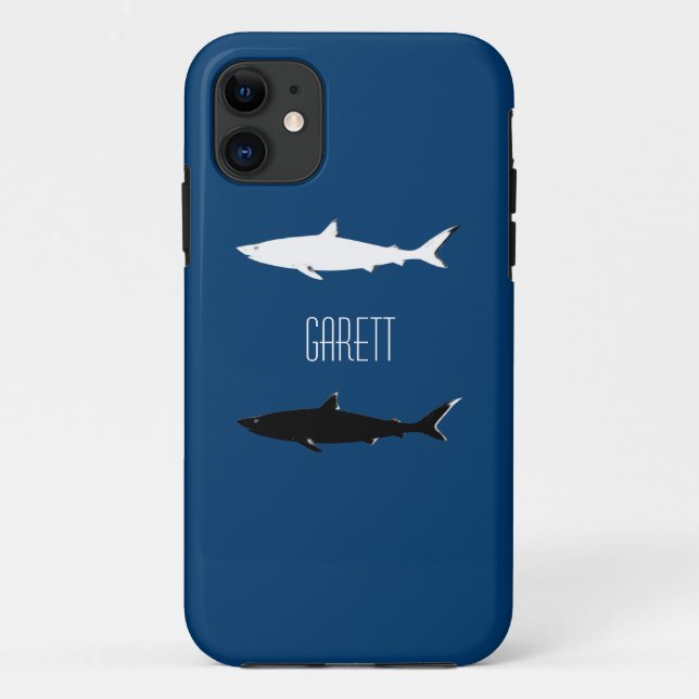 Coques Case-Mate iPhone requins blancs noirs personnalisés (Dos)